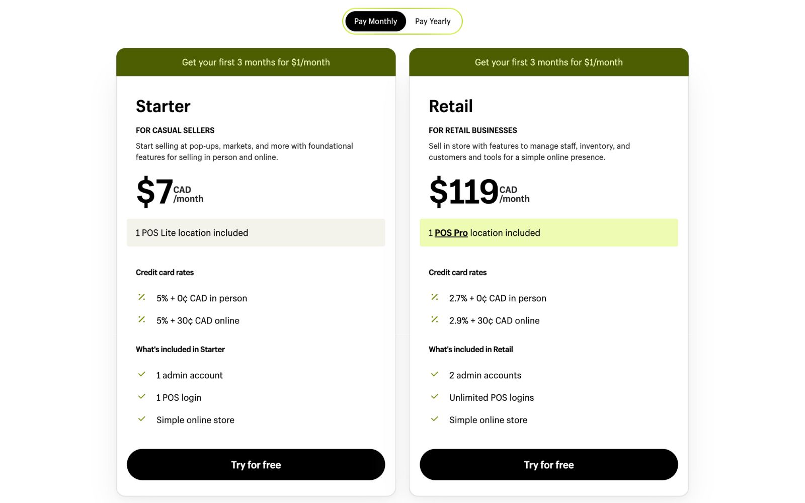 Shopify Point Of Sale Pricing In Canada